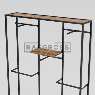 Metal Dekoratif Butik Stand 185x200 cm – 3 Üniteli Mağaza Standı | U Askılı, Traversli, Bastonlu ve Raflı Sistem-06