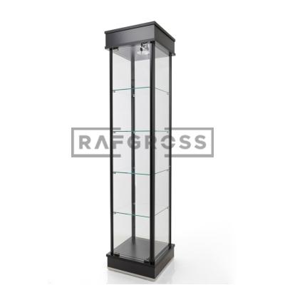 40x40x175 Camlı Vitrin Dolabı | Spotlu Koleksiyon Vitrini | Cam Kapaklı Gümüşlük | Ayarlanabilir Raflı Cam Sergileme Dolabı-38