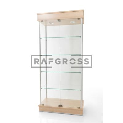 40x80x175 Camlı Vitrin Dolabı | Spotlu Koleksiyon Vitrini | Cam Kapaklı Gümüşlük | Geniş Ayarlanabilir Raflı Sergileme Dolabı-40