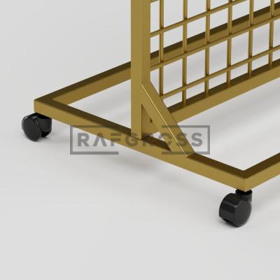 RAFGROSS Gold Ayaklı Tel Pano 100x150 cm | Altın Renk Metal Aksesuar ve Bijuteri Sergileme Standı | 5x5 Göz Aralıklı Mağaza Panosu