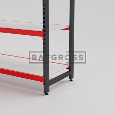 RAFGROSS Ahşap Tablalı Hafif Yük Raf Sistemi 50x100x250 cm | 6 Katlı Metal Depo Rafı | Arşiv, Ofis ve Mağaza Raf Ünitesi