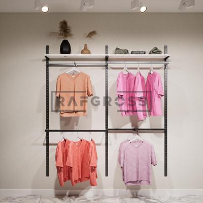 125x200 cm Duvara Monte Modüler Mağaza Raf Sistemi | Metal Askılık Sistemi, Butik Rafı, Mağaza Standı, Giyinme Odası Raf Ünitesi-11
