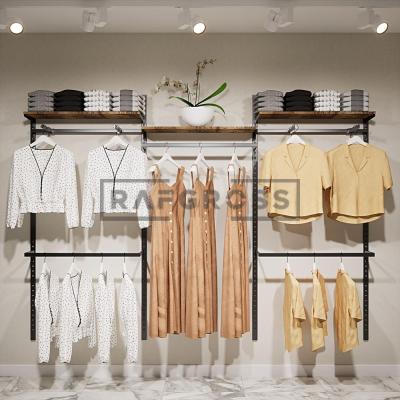 275x200 cm Duvara Monte Modüler Mağaza Raf Sistemi | Metal Askılık Sistemi, Butik Rafı, Giyinme Odası Raf Ünitesi, Mağaza Standı-54