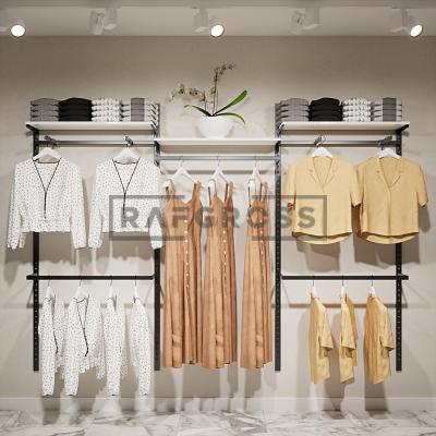 275x200 cm Duvara Monte Modüler Mağaza Raf Sistemi | Metal Askılık Sistemi, Butik Rafı, Giyinme Odası Raf Ünitesi, Mağaza Standı-55