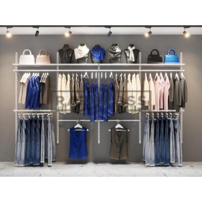 365x200 cm Duvara Monte Modüler Mağaza Raf Sistemi | Metal Askılık Sistemi, Butik Rafı, Giyinme Odası Gardırop Sistemi, Mağaza Standı-73