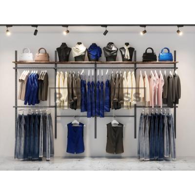 365x200 cm Duvara Monte Modüler Mağaza Raf Sistemi | Metal Askılık Sistemi, Butik Rafı, Giyinme Odası Gardırop Sistemi, Mağaza Standı-74