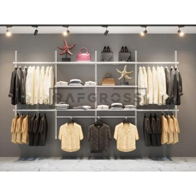 365x200 cm Duvara Monte Modüler Mağaza Raf Sistemi | Metal Askılık Sistemi, Butik Rafı, Giyinme Odası Raf Ünitesi, Mağaza Standı-78