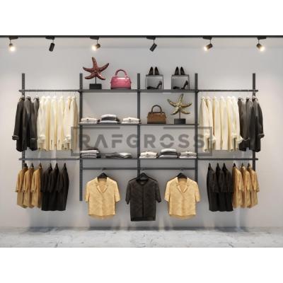 365x200 cm Duvara Monte Modüler Mağaza Raf Sistemi | Metal Askılık Sistemi, Butik Rafı, Giyinme Odası Raf Ünitesi, Mağaza Standı-80