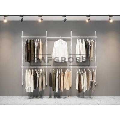 275x200 cm Duvara Monte Modüler Mağaza Raf Sistemi | 90 cm Metal Askılık Sistemi, Butik Rafı, Giyinme Odası Gardırop Sistemi, Mağaza Standı-83