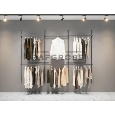 275x200 cm Duvara Monte Modüler Mağaza Raf Sistemi | 90 cm Metal Askılık Sistemi, Butik Rafı, Giyinme Odası Gardırop Sistemi, Mağaza Standı-84