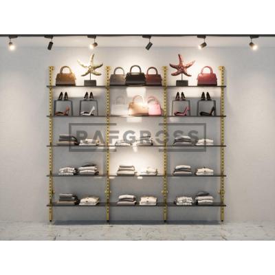 195x250 cm Duvara Monte Modüler Raf Sistemi | Metal Mağaza Rafı, Butik Raf Ünitesi, Giyinme Odası Raf Sistemi, Duvar Rafı-110