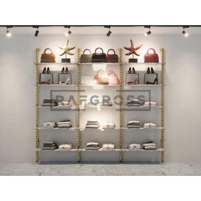 195x250 cm Duvara Monte Modüler Raf Sistemi | Metal Mağaza Rafı, Butik Raf Ünitesi, Giyinme Odası Raf Sistemi, Duvar Rafı-111