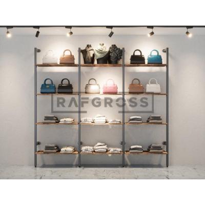 285x250 cm Duvara Monte Modüler Mağaza Raf Sistemi | 12 Raflı Metal Butik Rafı | 30x90 cm Raflı Giyinme Odası ve Mağaza Raf Ünitesi-185