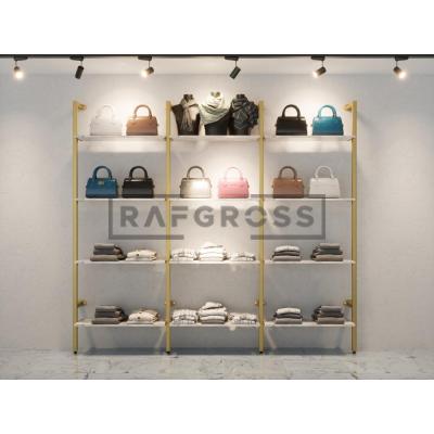 285x250 cm Duvara Monte Modüler Mağaza Raf Sistemi | 12 Raflı Metal Butik Rafı | 30x90 cm Raflı Giyinme Odası ve Mağaza Raf Ünitesi-188