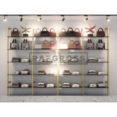375x250 cm Duvara Monte Modüler Mağaza Raf Sistemi | 20 Raflı Metal Butik Rafı | 30x90 cm Giyinme Odası, Showroom ve Mağaza Raf Ünitesi-191