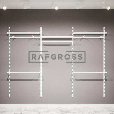 185x200 cm Duvara Monte Modüler Mağaza Raf Sistemi | Metal Butik Rafı, Askılık Sistemi, Giyinme Odası ve Mağaza Standı-05
