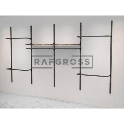 245x200 cm Duvara Monte Modüler Mağaza Raf Sistemi | Metal Askılık Sistemi, Butik Rafı, Giyinme Odası Gardırop Sistemi, Mağaza Standı-36