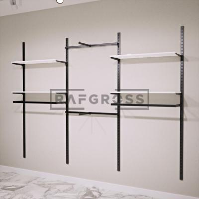 275x200 cm Duvara Monte Modüler Mağaza Raf Sistemi | Metal Askılık Sistemi, Butik Rafı, Giyinme Odası Gardırop Sistemi, Mağaza Standı-51