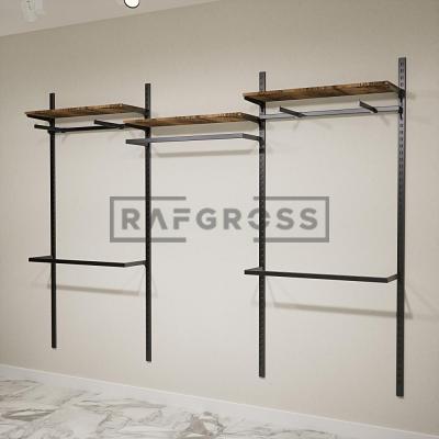 275x200 cm Duvara Monte Modüler Mağaza Raf Sistemi | Metal Askılık Sistemi, Butik Rafı, Giyinme Odası Raf Ünitesi, Mağaza Standı-54