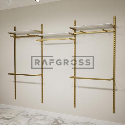 275x200 cm Duvara Monte Modüler Mağaza Raf Sistemi | Metal Askılık Sistemi, Butik Rafı, Giyinme Odası Raf Ünitesi, Mağaza Standı-56