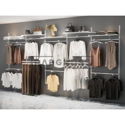 455x200 cm Duvara Monte Modüler Mağaza Raf Sistemi | Metal Askılık Sistemi, Butik Rafı, Mağaza Standı, Giyinme Odası Gardırop Sistemi-86