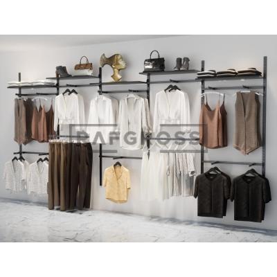 455x200 cm Duvara Monte Modüler Mağaza Raf Sistemi | Metal Askılık Sistemi, Butik Rafı, Mağaza Standı, Giyinme Odası Gardırop Sistemi-88