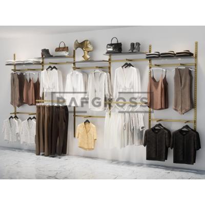 455x200 cm Duvara Monte Modüler Mağaza Raf Sistemi | Metal Askılık Sistemi, Butik Rafı, Mağaza Standı, Giyinme Odası Gardırop Sistemi-89