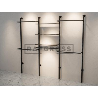 195x250 cm Duvara Monte Modüler Mağaza Raf Sistemi | Metal Askılık Sistemi, Butik Rafı, Giyinme Odası Gardırop Sistemi, Mağaza Standı-97