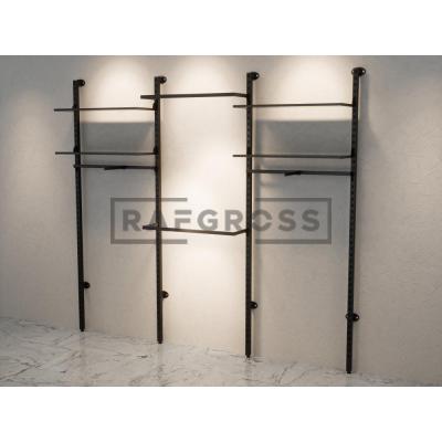 195x250 cm Duvara Monte Modüler Mağaza Raf Sistemi | Metal Askılık Sistemi, Butik Rafı, Giyinme Odası Gardırop Sistemi, Mağaza Standı-101