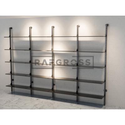 255x250 cm Duvara Monte Modüler Raf Sistemi | Metal Mağaza Rafı, Butik Raf Ünitesi, Giyinme Odası Raf Sistemi, Duvar Rafı-117