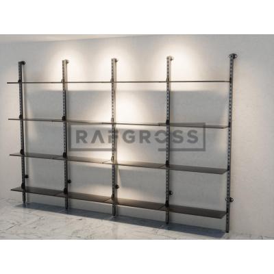 375x250 cm Duvara Monte Modüler Raf Sistemi | Metal Mağaza Rafı, Butik Raf Ünitesi, Giyinme Odası Raf Sistemi, Duvar Rafı-138