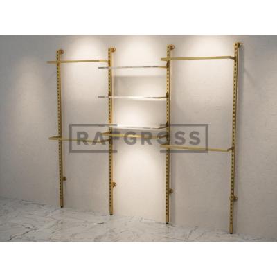 285x250 cm Duvara Monte Modüler Mağaza Raf Sistemi | Metal Askılık Sistemi, Butik Rafı, Giyinme Odası Gardırop Sistemi, Mağaza Standı-1434