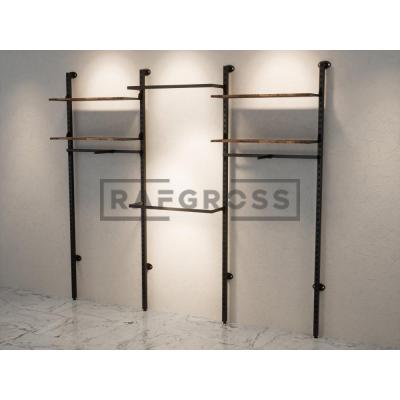285x250 cm Duvara Monte Modüler Mağaza Raf Sistemi | Metal Askılık Sistemi, Butik Rafı, Giyinme Odası Gardırop Sistemi, Mağaza Standı-145