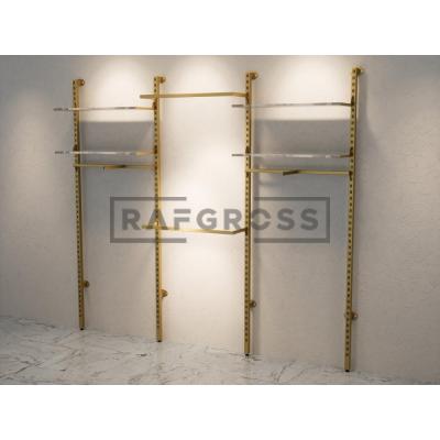 285x250 cm Duvara Monte Modüler Mağaza Raf Sistemi | Metal Askılık Sistemi, Butik Rafı, Giyinme Odası Gardırop Sistemi, Mağaza Standı-148