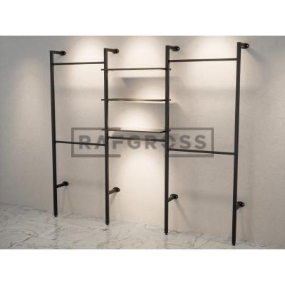 195x250 cm Duvara Monte Modüler Mağaza Raf Sistemi | Butik Rafı, Askılık Sistemi, Giyinme Odası Raf Ünitesi | Metal İskelet-154