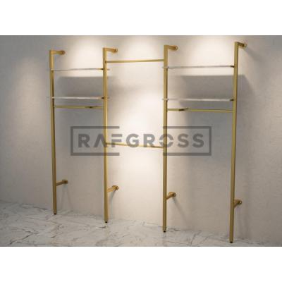 195x250 cm Duvara Monte Modüler Mağaza Raf Sistemi | Askılık ve Raflı Butik Standı | Metal Giyinme Odası Raf Ünitesi-160
