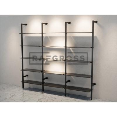 195x250 cm Duvara Monte Modüler Mağaza Raf Sistemi | 15 Raflı Metal Butik Rafı | Giyinme Odası ve Mağaza Duvar Raf Ünitesi-166