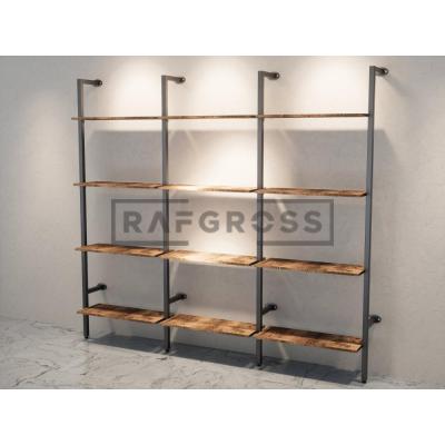 195x250 cm Duvara Monte Modüler Mağaza Raf Sistemi | 12 Raflı Metal Butik Rafı | Giyinme Odası, Showroom ve Mağaza Duvar Raf Ünitesi-169