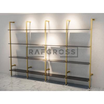 255x250 cm Duvara Monte Modüler Mağaza Raf Sistemi | 16 Raflı Metal Butik Rafı | Giyinme Odası, Showroom ve Mağaza Duvar Raf Ünitesi-179
