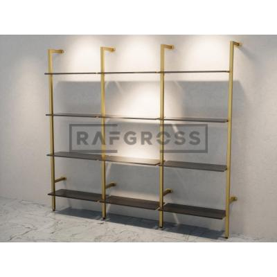 285x250 cm Duvara Monte Modüler Mağaza Raf Sistemi | 12 Raflı Metal Butik Rafı | 30x90 cm Raflı Giyinme Odası ve Mağaza Raf Ünitesi-187