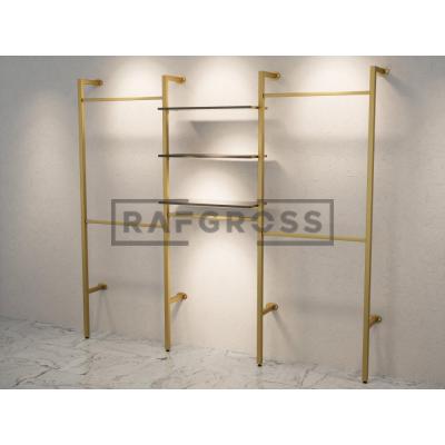 285x250 cm Duvara Monte Modüler Mağaza Raf Sistemi | 90 cm Askılık ve Raflı Metal Butik Rafı | Giyinme Odası ve Showroom Standı-199