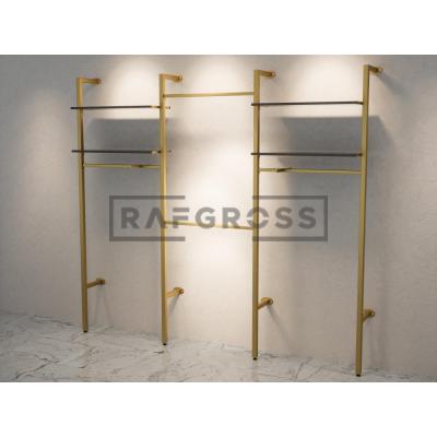 285x250 cm Duvara Monte Modüler Mağaza Raf Sistemi | 90 cm Askılık ve 30x90 cm Raflı Metal Butik Standı | Giyinme Odası Raf Ünitesi-203