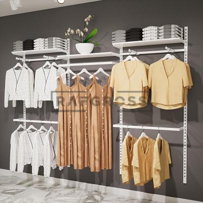 185x200 cm Duvara Monte Modüler Mağaza Raf Sistemi | Metal Butik Rafı, Askılık Sistemi, Giyinme Odası ve Mağaza Standı-05