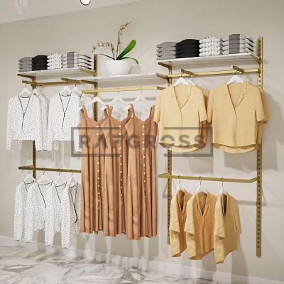275x200 cm Duvara Monte Modüler Mağaza Raf Sistemi | Metal Askılık Sistemi, Butik Rafı, Giyinme Odası Raf Ünitesi, Mağaza Standı-56