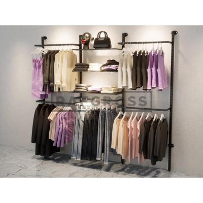 195x250 cm Duvara Monte Modüler Mağaza Raf Sistemi | Metal Askılık Sistemi, Butik Rafı, Giyinme Odası Gardırop Sistemi, Mağaza Standı-97