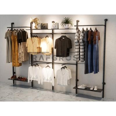 255x250 cm Duvara Monte Modüler Mağaza Raf Sistemi | Metal Askılık Sistemi, Butik Rafı, Giyinme Odası Gardırop Sistemi, Mağaza Standı-105