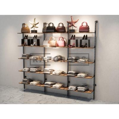 285x250 cm Duvara Monte Modüler Raf Sistemi | Metal Mağaza Rafı, Butik Raf Ünitesi, Giyinme Odası Raf Sistemi, Duvar Rafı-124