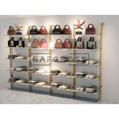 375x250 cm Duvara Monte Modüler Raf Sistemi | Metal Mağaza Rafı, Butik Raf Ünitesi, Giyinme Odası Raf Sistemi, Duvar Rafı-136