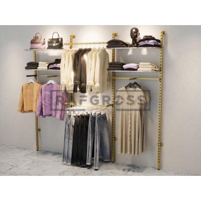 285x250 cm Duvara Monte Modüler Mağaza Raf Sistemi | Metal Askılık Sistemi, Butik Rafı, Giyinme Odası Gardırop Sistemi, Mağaza Standı-148