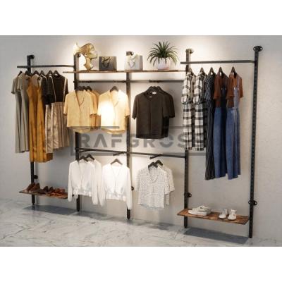375x250 cm Duvara Monte Modüler Mağaza Raf Sistemi | Metal Askılık Sistemi, Butik Rafı, Giyinme Odası Gardırop Sistemi, Mağaza Standı-149